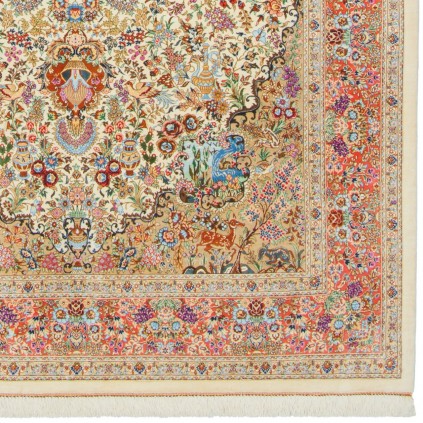 فرش دستباف طرح لچک ترنج تمام ابریشم قم 135 × 203 کد 10200462