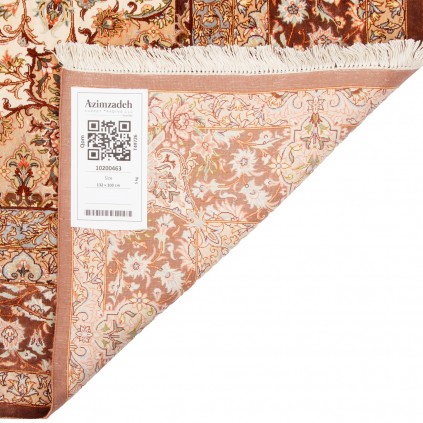 فرش دستباف طرح لچک ترنج تمام ابریشم قم 132 × 200 کد 10200463