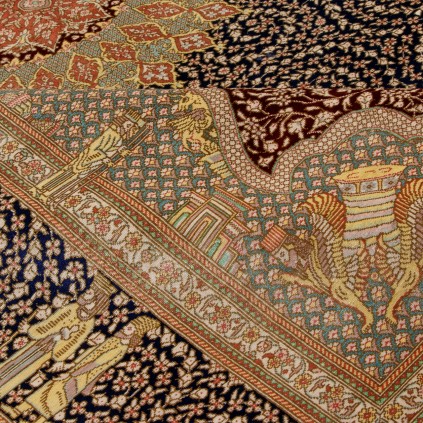 فرش دستباف طرح لچک ترنج تمام ابریشم سرخس 133 × 195 کد 10200464