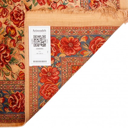 فرش دستباف طرح سراسر تمام ابریشم سرخس 140 × 200 کد 10200465