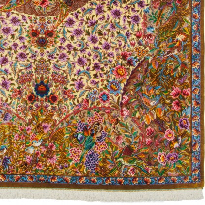 فرش دستباف طرح لچک ترنج تمام ابریشم قم 138 × 210 کد 10200466