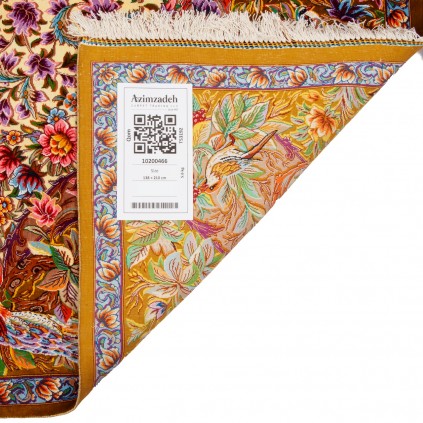 فرش دستباف طرح لچک ترنج تمام ابریشم قم 138 × 210 کد 10200466