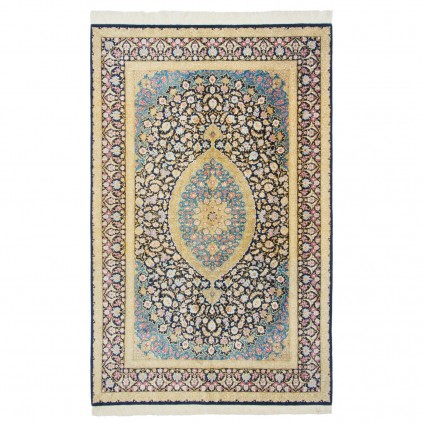 فرش دستباف طرح لچک ترنج تمام ابریشم قم 127 × 200 کد 10200469