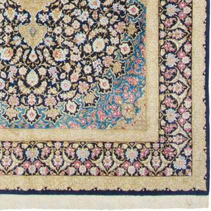 فرش دستباف طرح لچک ترنج تمام ابریشم قم 127 × 200 کد 10200469