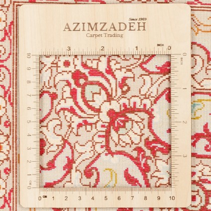 فرش دستباف طرح لچک ترنج تمام ابریشم قم 135 × 207 کد 10200470