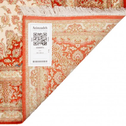 فرش دستباف طرح لچک ترنج تمام ابریشم قم 132 × 202 کد 10200471