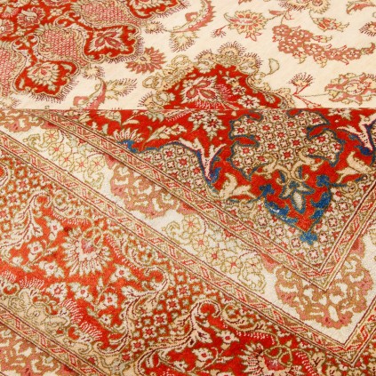 فرش دستباف طرح لچک ترنج تمام ابریشم قم 132 × 202 کد 10200471