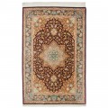 Handwoven Carpet, Corner Medallion Layout, All Silk, Qom, 134 × 206 cm Ref 10200472