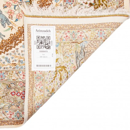 فرش دستباف طرح سراسر تمام ابریشم قم 130 × 210 کد 10200473