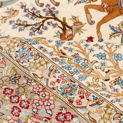 فرش دستباف طرح سراسر تمام ابریشم قم 130 × 210 کد 10200473