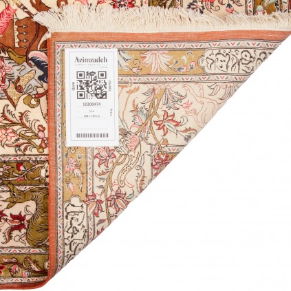 فرش دستباف طرح سراسر تمام ابریشم قم 128 × 195 کد 10200474