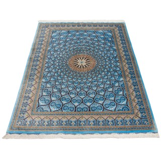 فرش دستباف طرح گنبدی تمام ابریشم قم 127 × 195 کد 10200476
