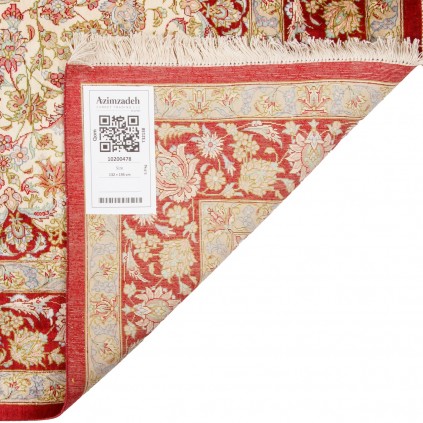 فرش دستباف طرح لچک ترنج تمام ابریشم قم 132 × 195 کد 10200478