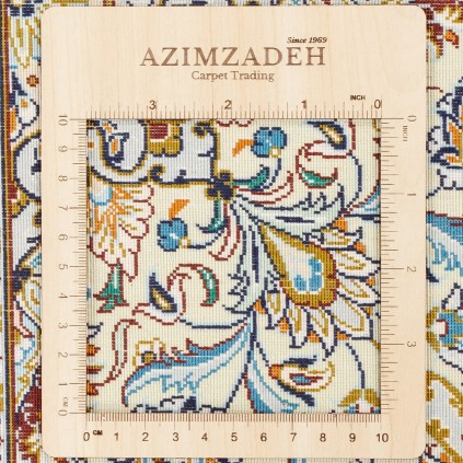 فرش دستباف طرح لچک ترنج تمام ابریشم کاشان 135 × 200 کد 10200479