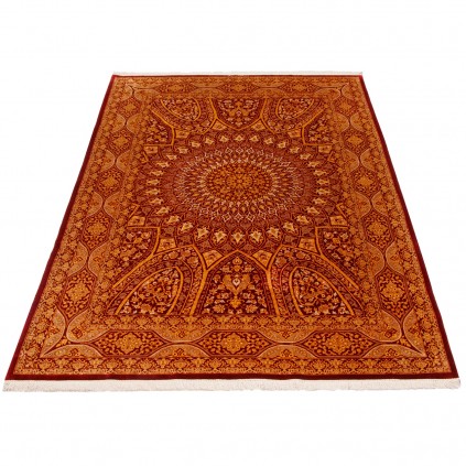فرش دستباف طرح گنبدی تمام ابریشم قم 135 × 196 کد 10200481
