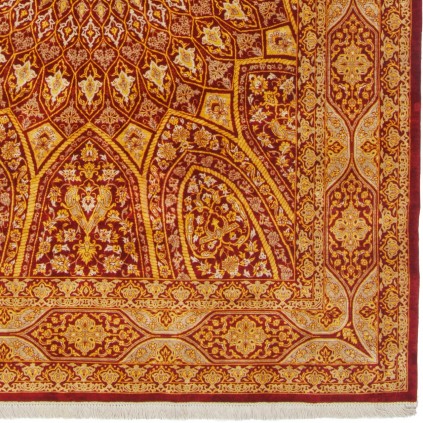 فرش دستباف طرح گنبدی تمام ابریشم قم 135 × 196 کد 10200481