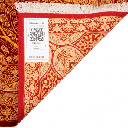 فرش دستباف طرح گنبدی تمام ابریشم قم 135 × 196 کد 10200481