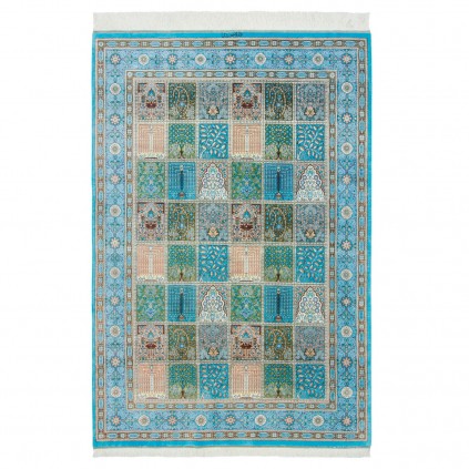 فرش دستباف طرح خشتی تمام ابریشم قم 131 × 198 کد 10200482