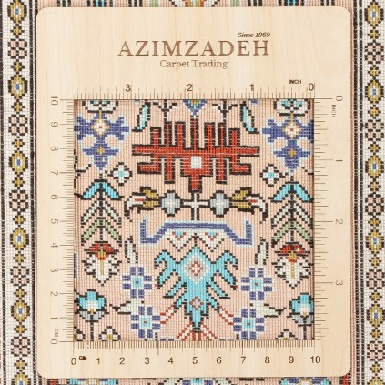 فرش دستباف طرح خشتی تمام ابریشم قم 131 × 198 کد 10200482