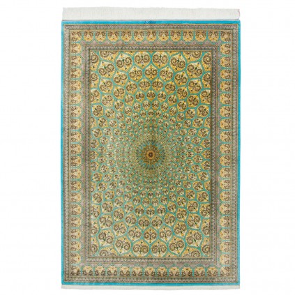 فرش دستباف طرح گنبدی تمام ابریشم قم 135 × 198 کد 10200485