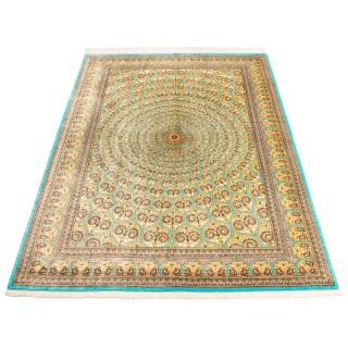 فرش دستباف طرح گنبدی تمام ابریشم قم 135 × 198 کد 10200485