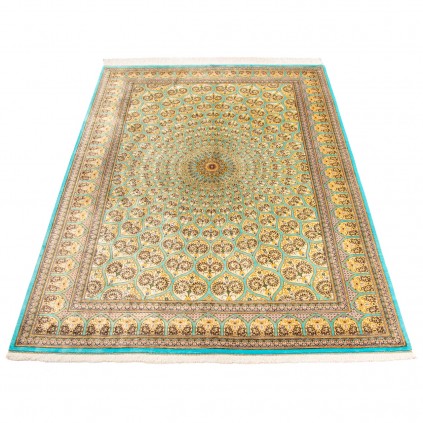 فرش دستباف طرح گنبدی تمام ابریشم قم 135 × 198 کد 10200485