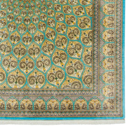 فرش دستباف طرح گنبدی تمام ابریشم قم 135 × 198 کد 10200485