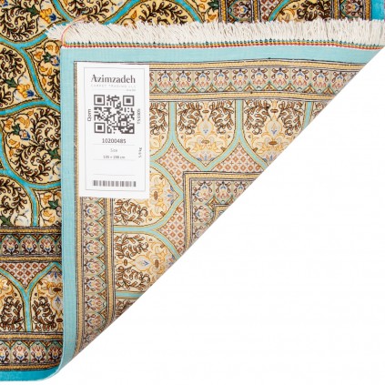 فرش دستباف طرح گنبدی تمام ابریشم قم 135 × 198 کد 10200485