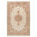 Handwoven Carpet, Corner Medallion Layout, All Silk, Qom, 137 × 202 cm Ref 10200486