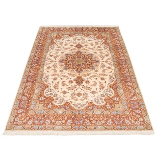 فرش دستباف طرح لچک ترنج تمام ابریشم قم 137 × 202 کد 10200486