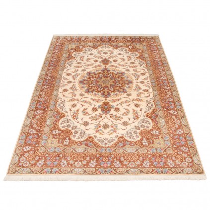 فرش دستباف طرح لچک ترنج تمام ابریشم قم 137 × 202 کد 10200486