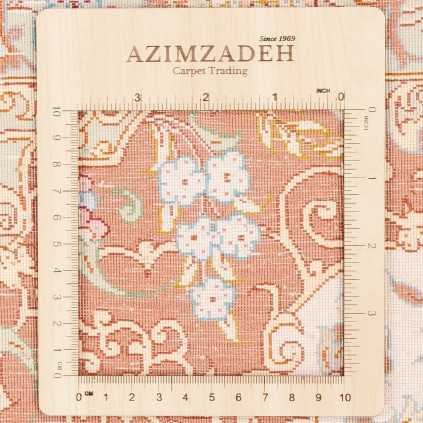 فرش دستباف طرح لچک ترنج تمام ابریشم قم 137 × 202 کد 10200486