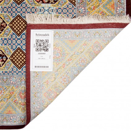 فرش دستباف طرح ترنج دار تمام ابریشم قم 130 × 194 کد 10200487