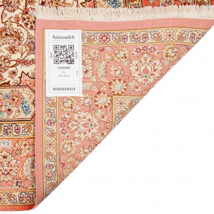 فرش دستباف طرح لچک ترنج تمام ابریشم قم 125 × 194 کد 10200488