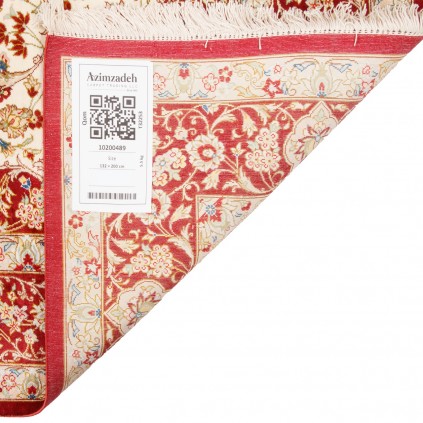 فرش دستباف طرح لچک ترنج تمام ابریشم قم 132 × 200 کد 10200489