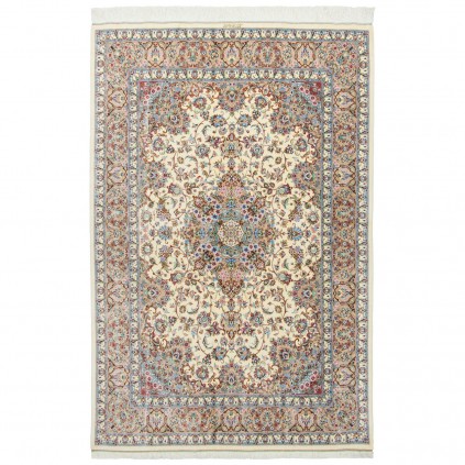 فرش دستباف طرح لچک ترنج تمام ابریشم کاشان 133 × 198 کد 10200492