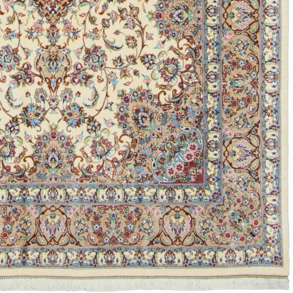 فرش دستباف طرح لچک ترنج تمام ابریشم کاشان 133 × 198 کد 10200492