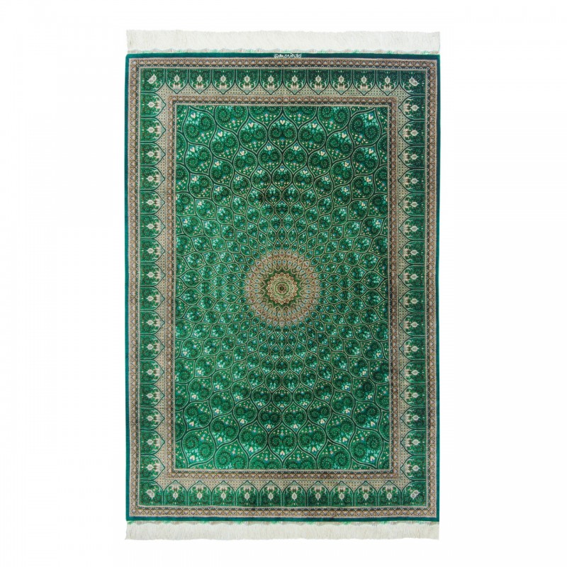 فرش دستباف طرح گنبدی تمام ابریشم قم 130 × 195 کد 10200493