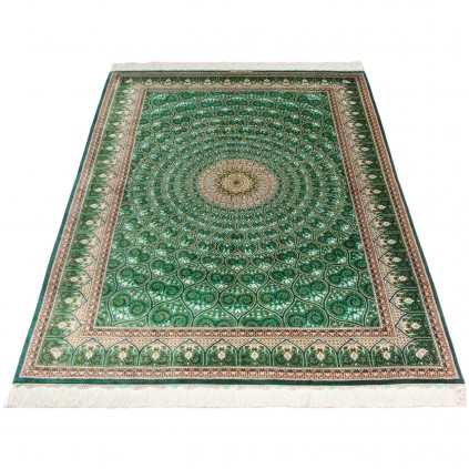 فرش دستباف طرح گنبدی تمام ابریشم قم 130 × 195 کد 10200493