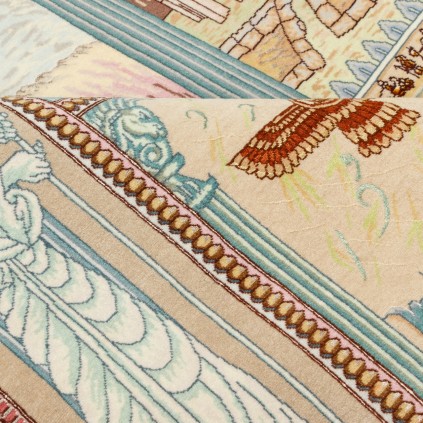 فرش دستباف طرح قابی گل ابریشم چله ابریشم  تبریز 160 × 220 کد 10300494