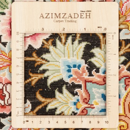 فرش دستباف طرح لچک ترنج گل ابریشم چله ابریشم  تبریز 148 × 205 کد 10300495