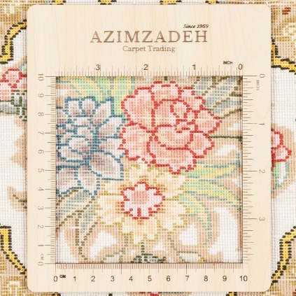 فرش دستباف طرح لچک ترنج گل ابریشم چله ابریشم  تبریز 150 × 200 کد 10300496