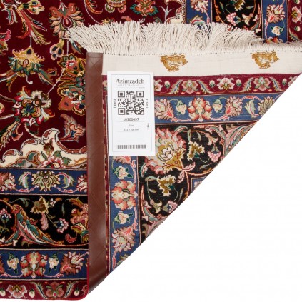 فرش دستباف طرح لچک ترنج گل ابریشم چله ابریشم  تبریز 151 × 206 کد 10300497