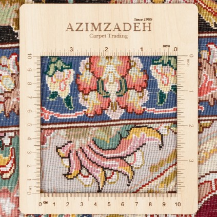 فرش دستباف طرح لچک ترنج گل ابریشم چله ابریشم  تبریز 151 × 206 کد 10300497