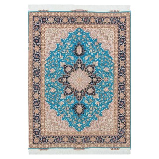 فرش دستباف طرح لچک ترنج گل ابریشم چله نخ هریس 152 × 200 کد 10300498