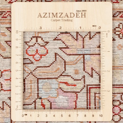 فرش دستباف طرح لچک ترنج گل ابریشم چله نخ هریس 152 × 200 کد 10300498