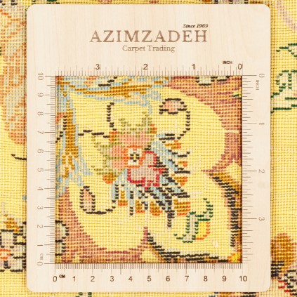 فرش دستباف طرح لچک ترنج گل ابریشم سوف چله نخ تبریز 150 × 203 کد 10300500