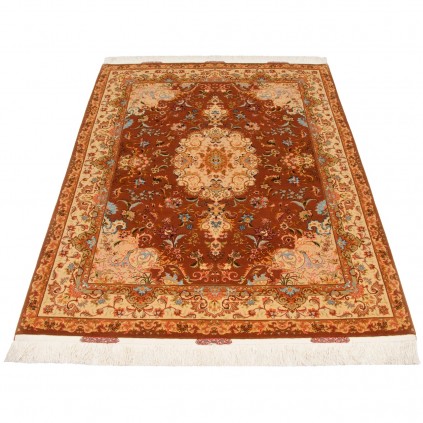 Handwoven Carpet, Corner Medallion Layout, Wool and Silk on Silk Warp, Tabriz, 150 × 206 cm Ref 10300515