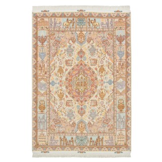 Handwoven Carpet, Corner Medallion Layout, Wool and Silk on Silk Warp, Tabriz, 152 × 212 cm Ref 10300516