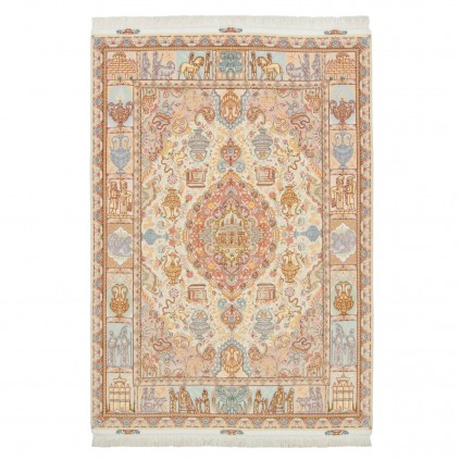 Handwoven Carpet, Corner Medallion Layout, Wool and Silk on Silk Warp, Tabriz, 152 × 212 cm Ref 10300516